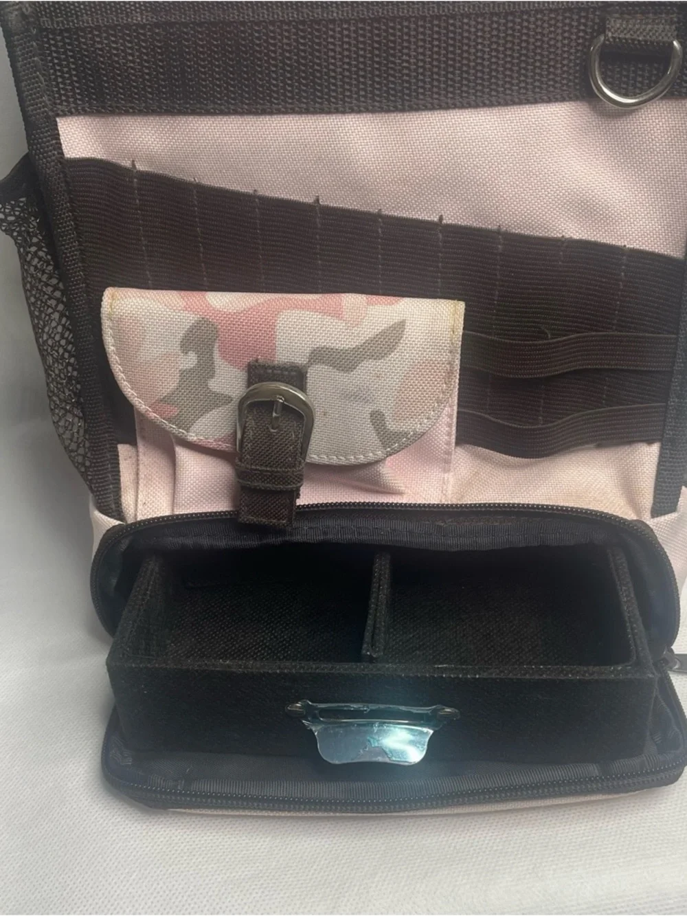Original Tote-Ally Cool On The Go Craft Tote Tray Multi-Pockets Clip Pink/Brown